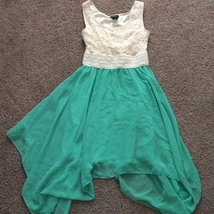 Cream and teal dress